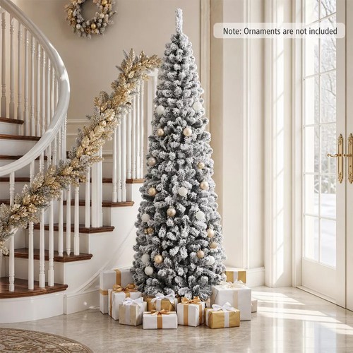 7ft snow flocked pencil - snow,