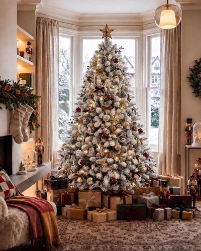 7ft christmas tree - tree, snowy