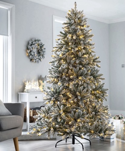 Snow flocked christmas tree - snow,