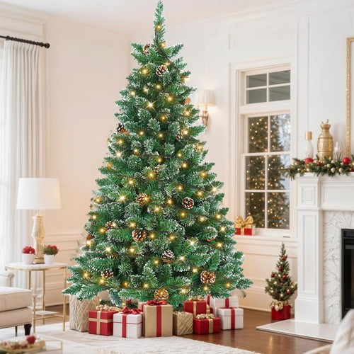 Snow covered christmas tree - christmas,